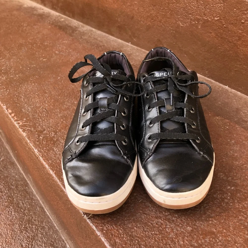 Sperry Womens Charter LTT‎ Casual Sneaker Size 8 Black Lace Up Style STS86546